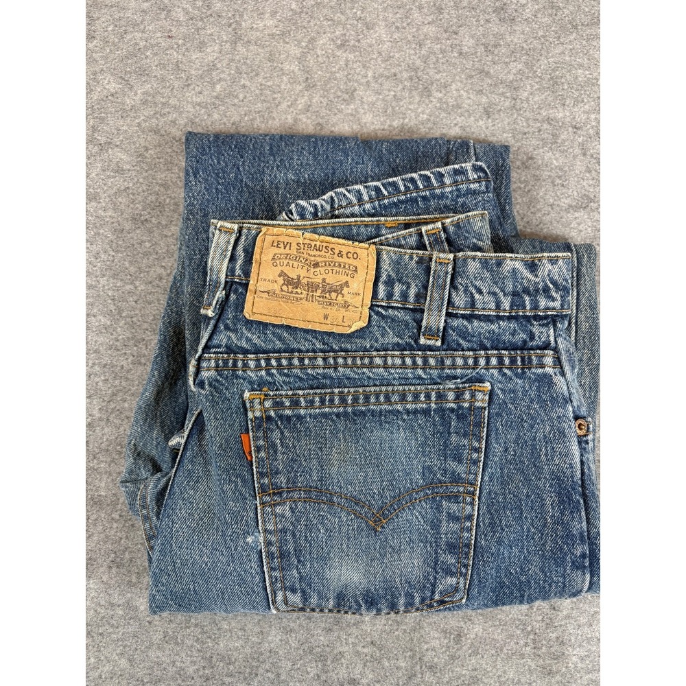 Vintage 80s Levis 560 Jeans Mens 34x30 Dark Wash Blue Orange Tab 70s Made in USA